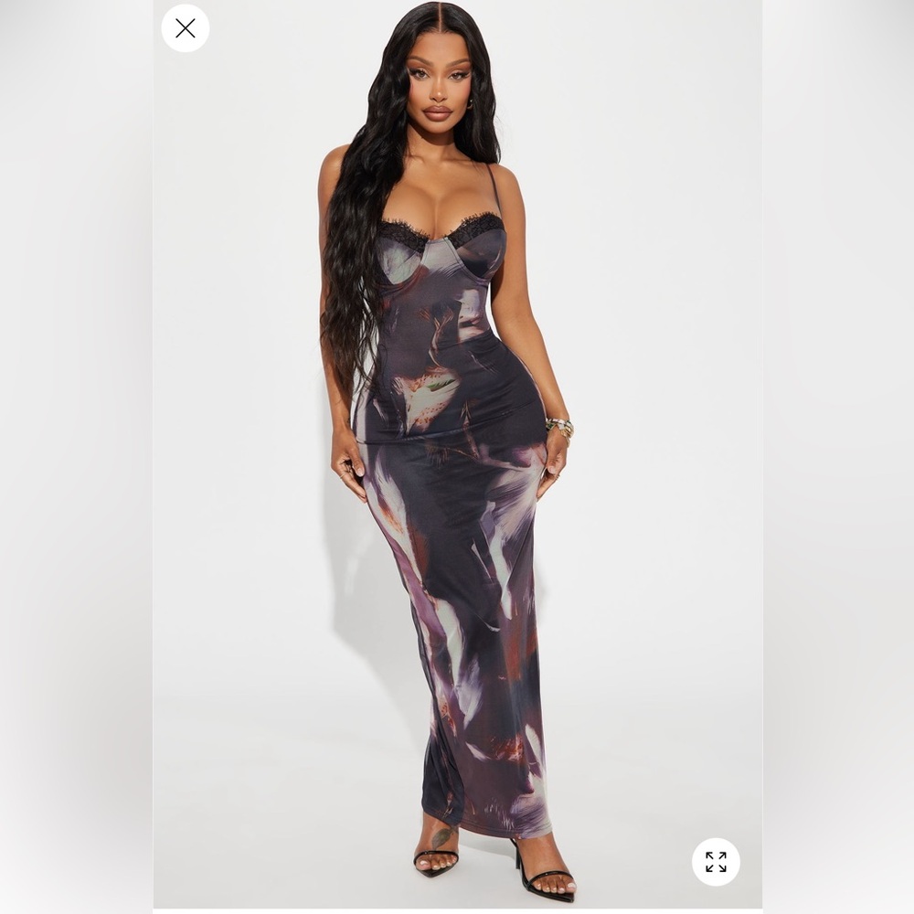 Fashion Nova Lina Printed Mesh Dress